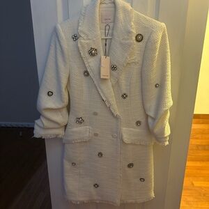 Brand new Cream and white blazer dress with bezzels